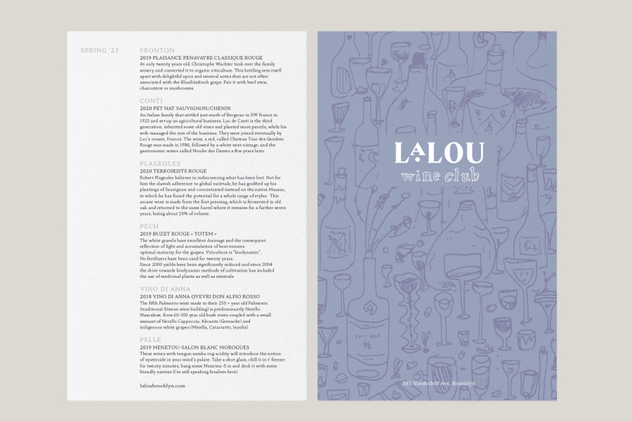 lalou natural wine club insert flyer